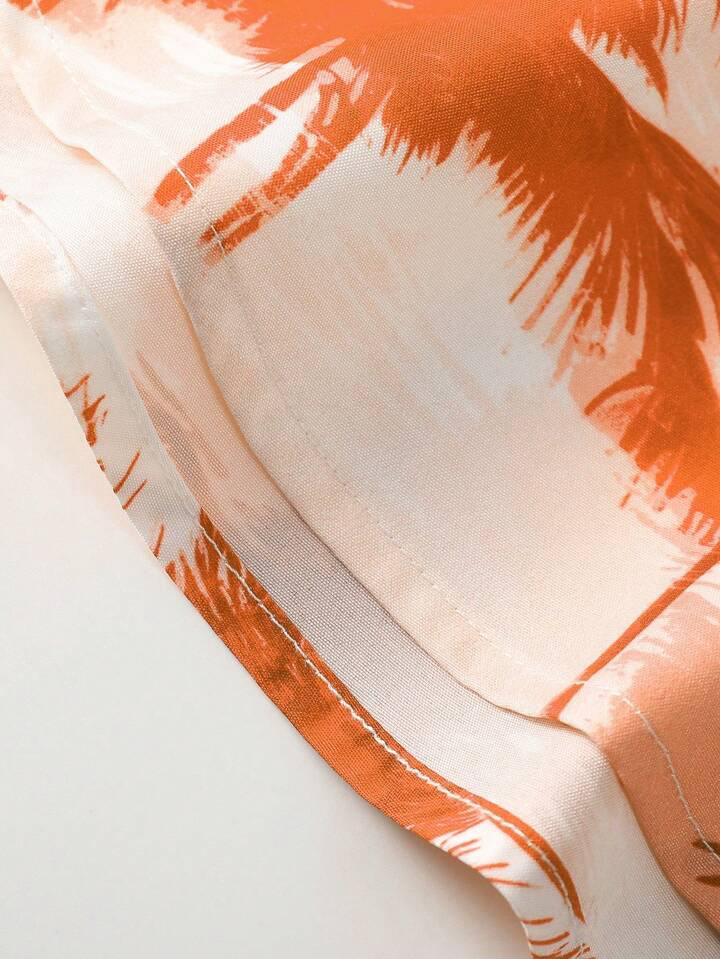 ORANGE - BROWN LEAF BLOCK MENS SHIRT .