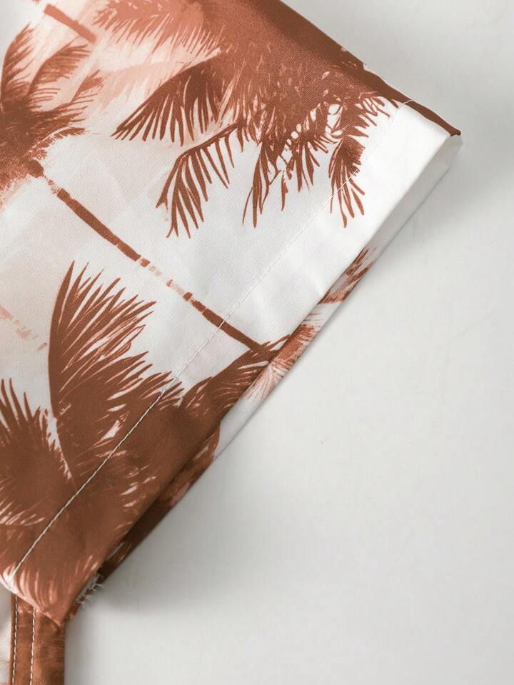 ORANGE - BROWN LEAF BLOCK MENS SHIRT .