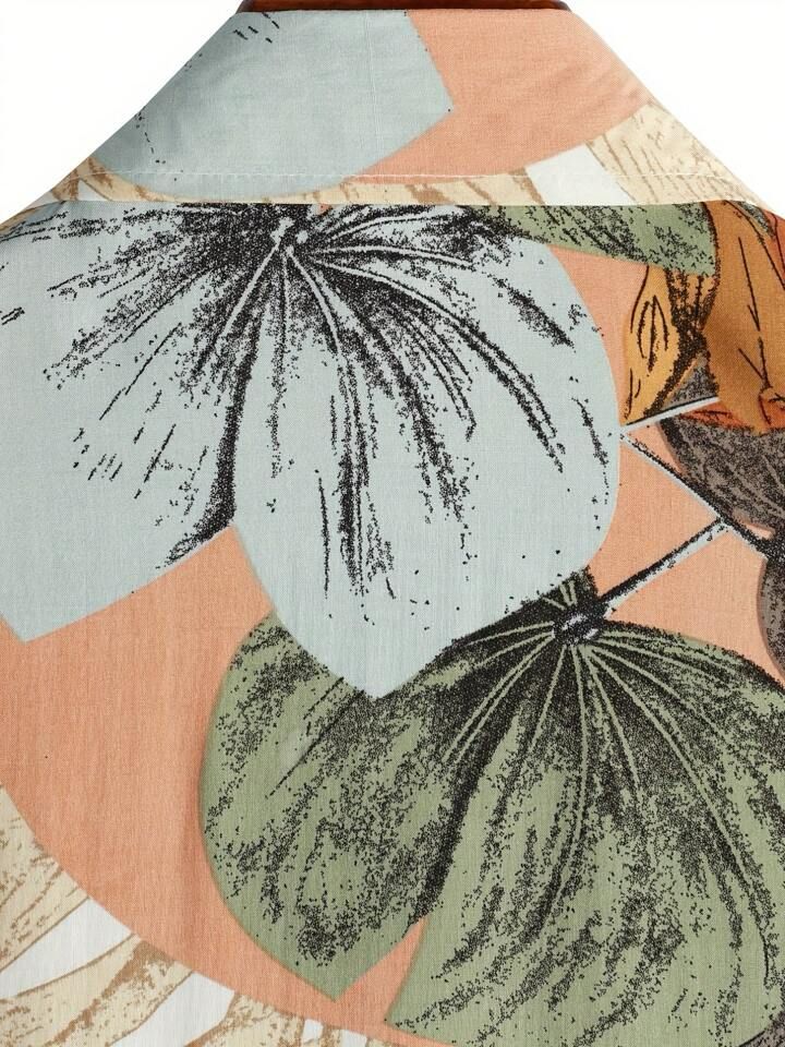 LEAF COLOR BLOCK STRIPTED MENS SHIRT .