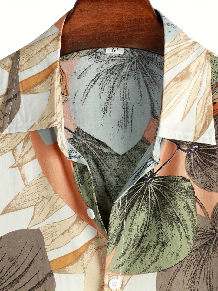 LEAF COLOR BLOCK STRIPTED MENS SHIRT .