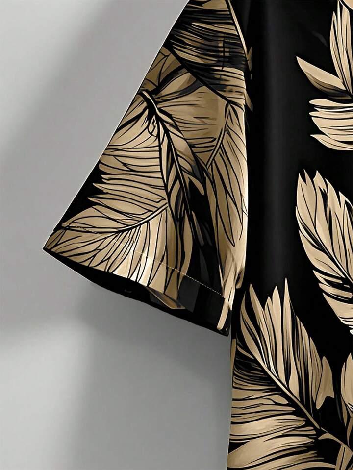 BLACK LEAF STRIPTED MENS SHIRT .