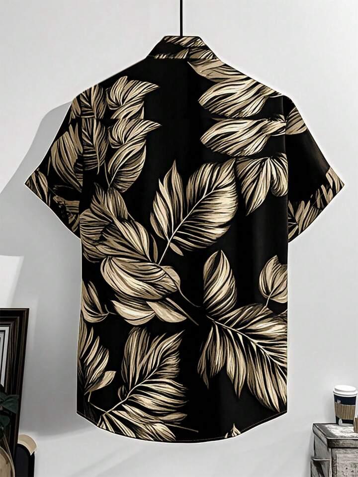 BLACK LEAF STRIPTED MENS SHIRT .