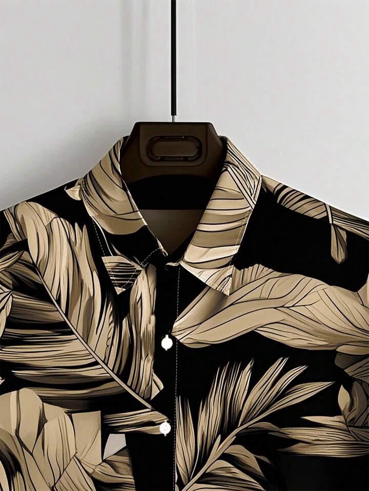 BLACK LEAF STRIPTED MENS SHIRT .