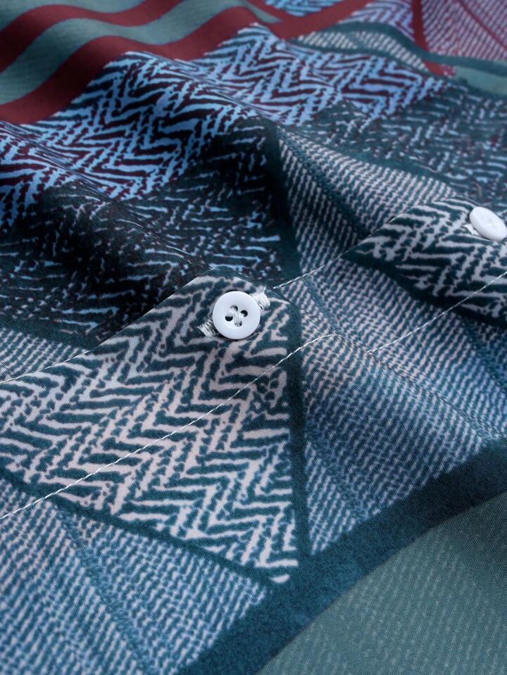 BLUE COLOR BLOCK STRIPTED MENS SHIRT .