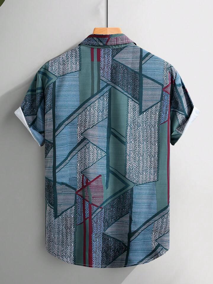 BLUE COLOR BLOCK STRIPTED MENS SHIRT .
