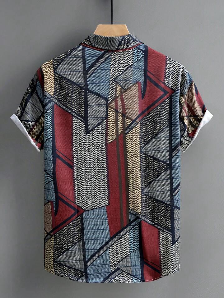 COLOR BLOCK STRIPTED MENS SHIRT .