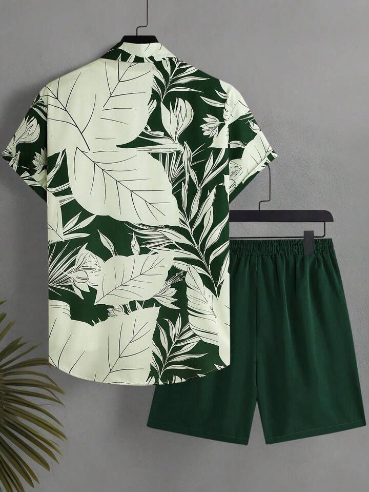 COLOR LEAF MENS SHIRT & SHORT SET .
