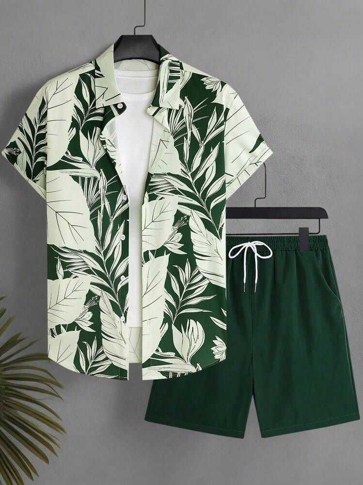 COLOR LEAF MENS SHIRT & SHORT SET .