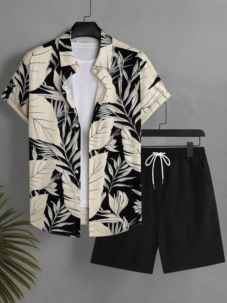COLOR LEAF MENS SHIRT & SHORT SET .