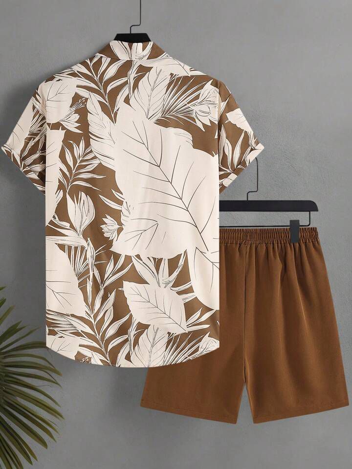 COLOR LEAF MENS SHIRT & SHORT SET .