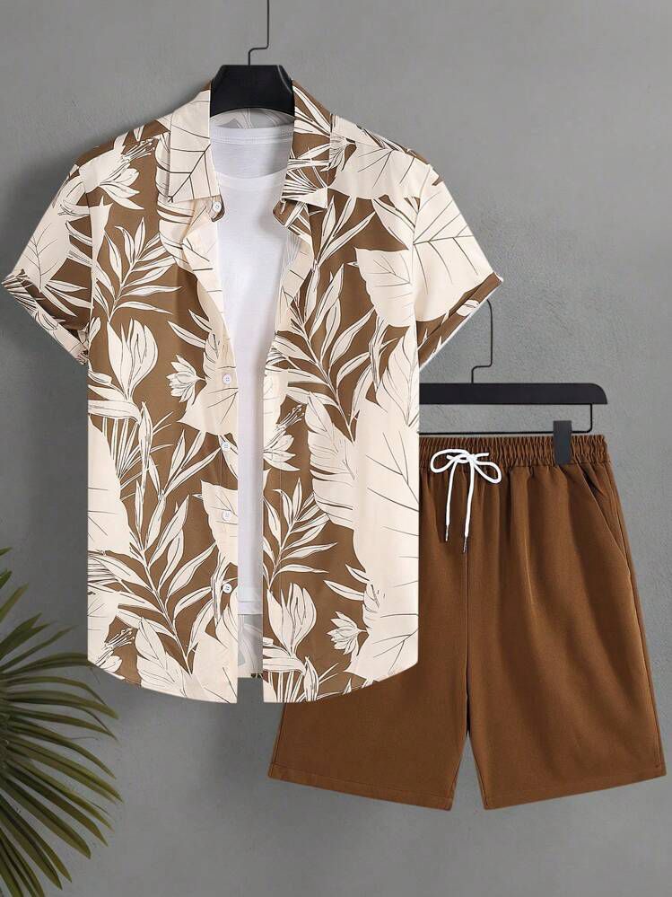 COLOR LEAF MENS SHIRT & SHORT SET .