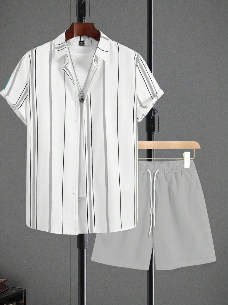 COLORING STRIPTED  DESIGN  MENS SHIRT & SHORT SET .