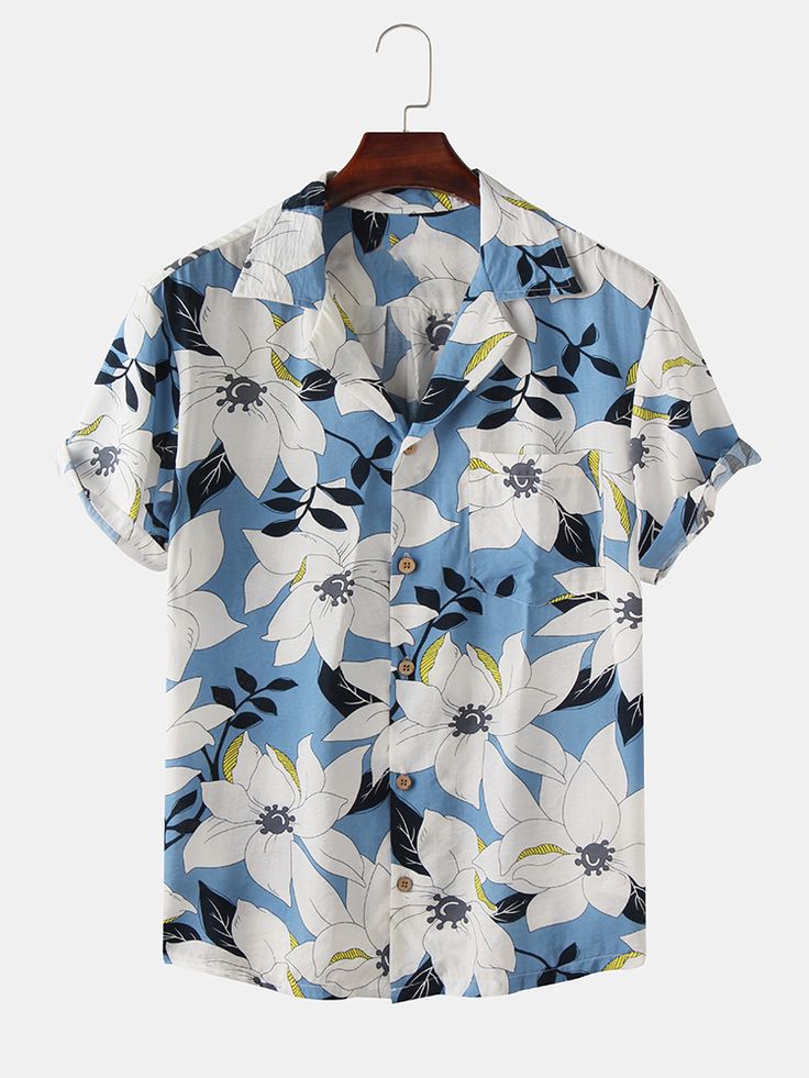 SKY WHITE FLOWER MENS SHIRT .