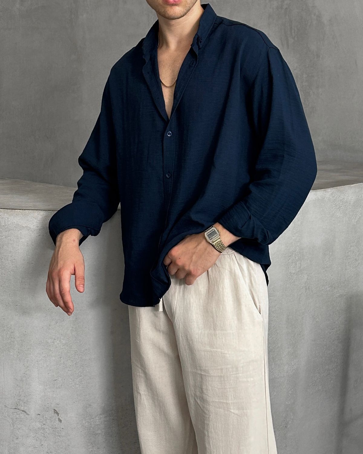 Cotton Linen Shirt for Men – Full Sleeve Soft Breathable .